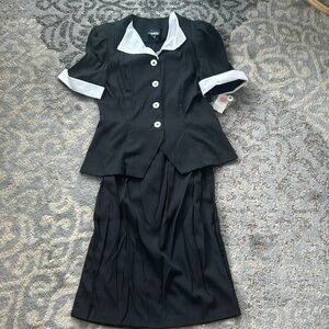 Whirlaway Frocks Vintage Two Piece Skirt Set Black & White 16P